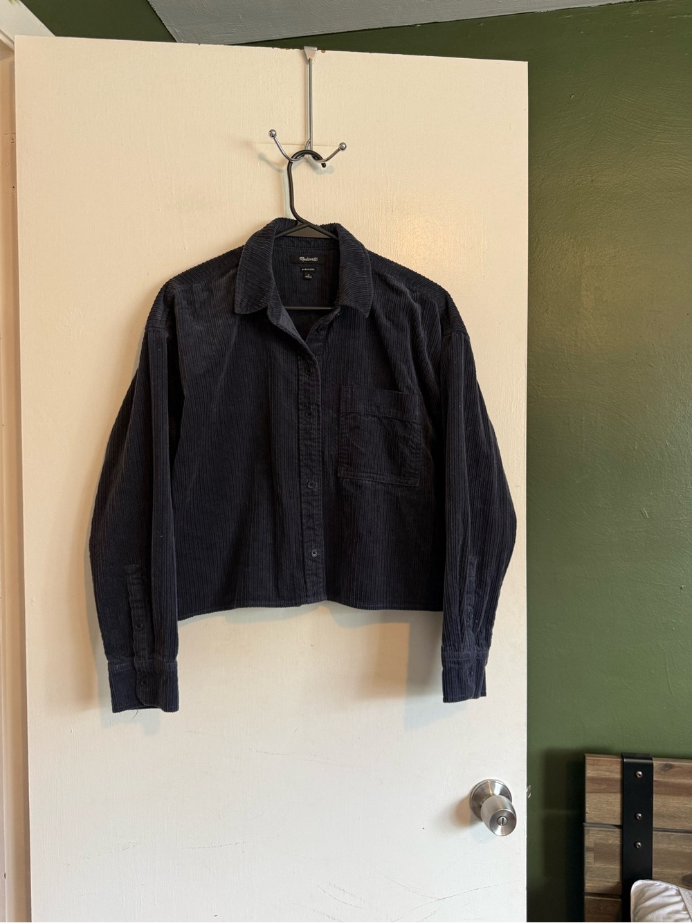 Madewell blue Variegated Corduroy Button-Up Shirt size medium oversized fit